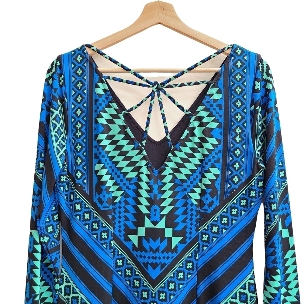 Hale Bob Tunic Style Geometric Print Dress, Size Medium - Picture 6 of 9